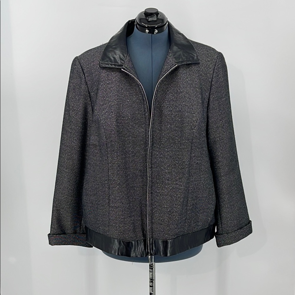 JOAN LESLIE SIZE 20 W Women's Charcoal Jacket with Black Trim